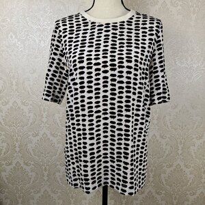 Stella McCartney Size 36 (US Med) 100% Silk T-shirt Cream w/Black, Pink Pattern